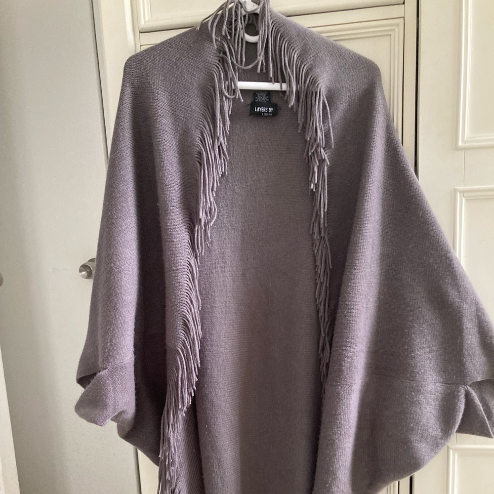 Chic Fringed Knit Shrug.